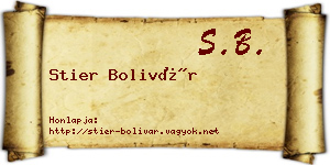 Stier Bolivár névjegykártya